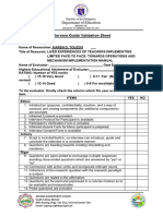 Toledo - Validation Sheet With Questionnaire