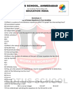 ch3 Linear Equations in Two Variables Worksheet of Maths