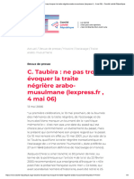 C. Taubira - Ne Pas Trop Évoquer La Traite Négrière Arabo-Musulmane (Lexpress - FR, 4 Mai 06) - Comité Laïcité République