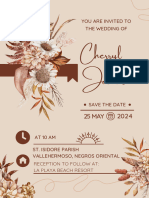 Cream and Brown Floral Watercolor Wedding Invitation Portrait