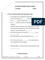 Reaction of Metals Worksheet - 2