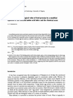 Estimation of The Biological Value of Food Proteins by A Modified Equation of The Essential Amino Acid Index and The Chemical Score