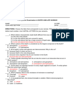 Earth and Life Science - Quarterly Test