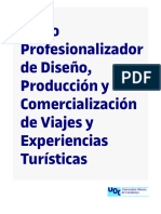 Curso Profesionalizador de Diseño, Producción y Comercialización de Viajes y Experiencias Turísticas