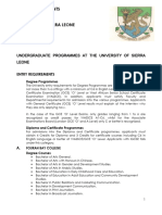 University of Sierra Leone Updated Entry Requirements