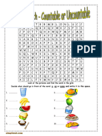 Countable & Uncountable Nouns Word Search