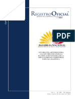 Ley Orgánica Reformatoria A La Ley Orgánica para La Planificación Integral de La Circunscripción Territorial Especial Amazónica