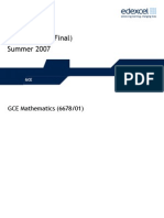 Mark Scheme June 2007 6678 Mechanics M2