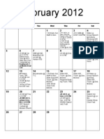 FEB Activity Calendar 2012