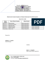 NAT 12-Matrix For List of Teachers