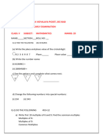 KV Class 5 Half Yearly Exam MATHS Model Question Paper 1