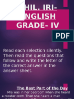 Phil. Iri Grade 4 Eng Fil Passages