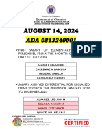 Aug 14 First Salary Loyalty Step Incre Sal Diff Maternity Pay