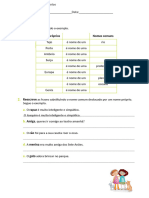 Fichas de Recuperação de Conteúdos 5 - Nomes Comuns e Nomes Próprios