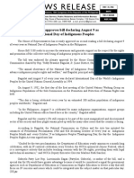 Dec31.2011 - B House Approves Bill Declaring August 9 As National Day of Indigenous Peoples