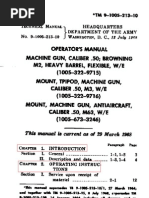 Browning Machine Gun Cal .50 - TM-9-1005-213-10 Operator's Manual Machine Gun, Caliber .50, Browning M2 HB - 1968