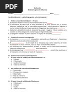 Evaluación Estudiante Modulo I Legislacion Aduanera