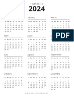 Documento A4 Calendario Anual 2024 Simple Blanco y Negro PDF