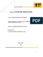 Facultad de Negocios: Curso: Derecho Empresarial Y Laboral