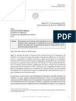 Carta Del Presidente de La JEP A Gustavo Petro