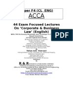 F4-Corporate & Business Law ACCA - Free Lectures From The Book 44 Exam Focused Lectures On Corporate & Business Law by Rehan Aziz Shervani-Cell # 0333-4324961