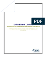 United Bank Limited: Unconsolidated Condensed Interim Financial Statements