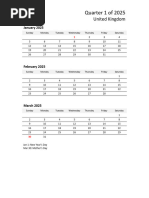 2025 q1 Quarterly Calendar Classic Sunday Start en GB