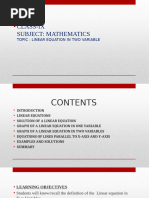 Class IX - Linear Equation in Two Variables-IX