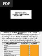 Si Units & Metric Rules and Graphing: Conversions, Significant Digits, Rounding