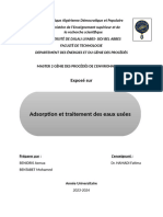 Adsorption Et Traitement Des Eaux Usées