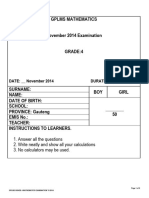 Grade 4 Maths Exam T4 2014