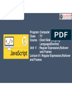 UNIT V Regular Expression, Rollover and Frames