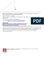 Baron, 2006. Opportunity Recognition As Pattern Recognition - How Entrepreneurs 'Connect The Dots' To Identify New Business Opportunities