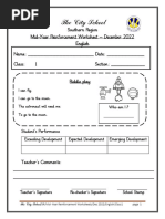 MY Reinforcement Worksheet English Class 1