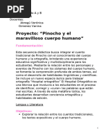 Proyecto Pinocho y El Maravilloso Cuerpo Humano 3°