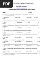 First Monthly Long Examination in Computer Viii