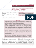 Dietary Diversity Interventions and Its Impact On Iron Status of Preschool Children 36-59 Months in Emali, Kenya