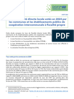 Analyse Des Taux de Fiscalité Directe Locales (TFB, TFNB, TH, CFE) Votés en 2024 Par Les Communes Et Les EPCI (Septembre 2023)