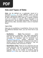 Data and Types of Data