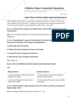 Force and Laws of Motion Class 9 Important Questions