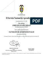 Certificado de Aprovacion Facturacion de Los Servicios de Salud