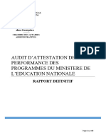 Rapport Définitif Audit Attestation de Performance Des Programmes Du MEN