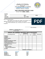 Format of Card 2024 2025 Grade 7 Only