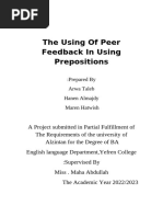 The Using of Peer Feedback in Using Prepositions: Prepared By: Arwa Taleb Hanen Almajdy Maren Hatwish