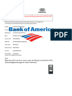 Bank of America Wire Transfer Confirmation Receipt