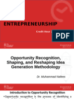 Opportunity Recognition, Shaping, and Reshaping Idea Generation Methodology in Entrepreneurship