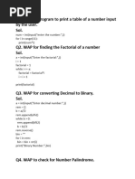 Q1. Write A Program To Print A Table of A Number Input by The User. Sol