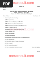 Zoology Question Paper