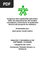 Taller de Especificación Del Modelo Conceptual y Estructurar La Propuesta Técnica Del Proyecto de Software.