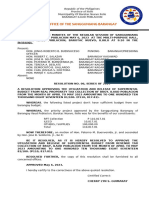 6 Resolution EXCERPTS FROM THE MINUTES OF THE REGULAR SESSION OF SANGGUNIANG BARANGAY OF ILAUD POBLACION MAY 6